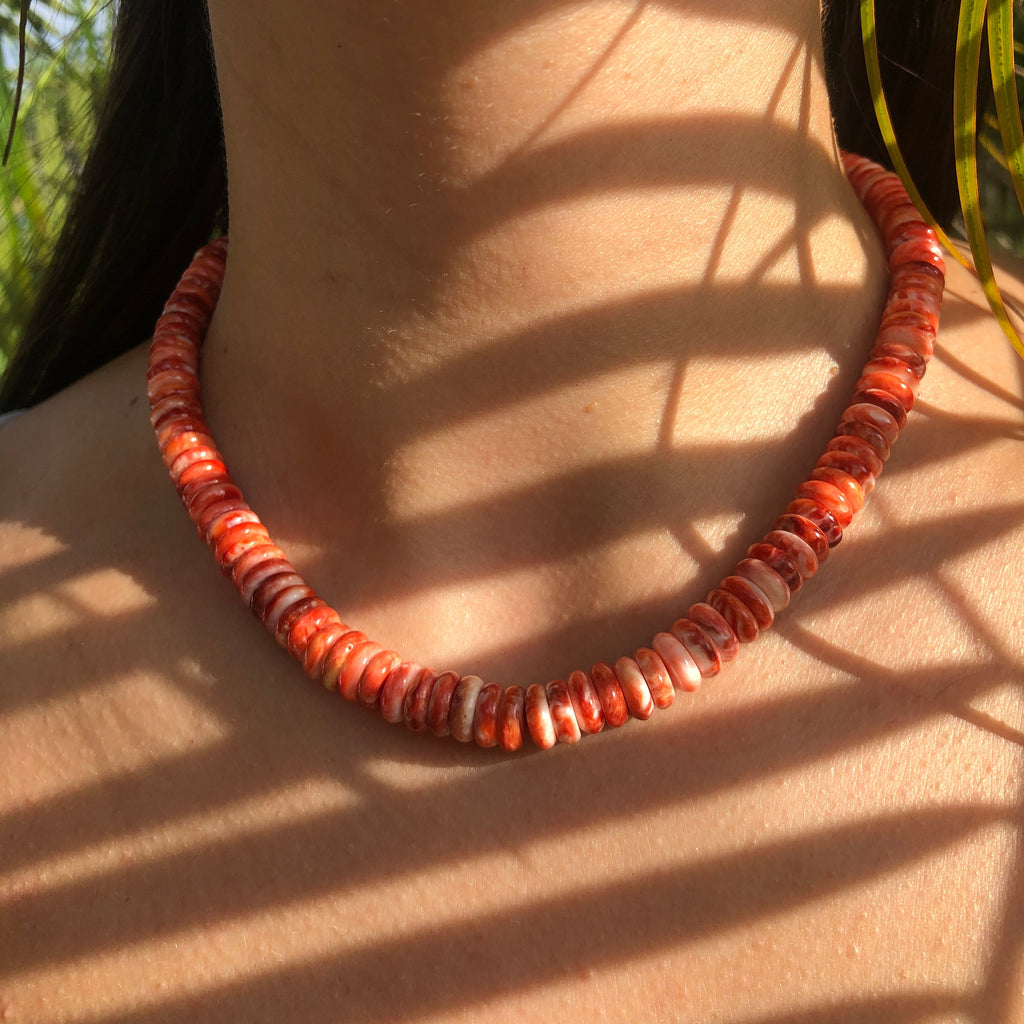 Gio Red Spiny Oyster Beaded Necklace
