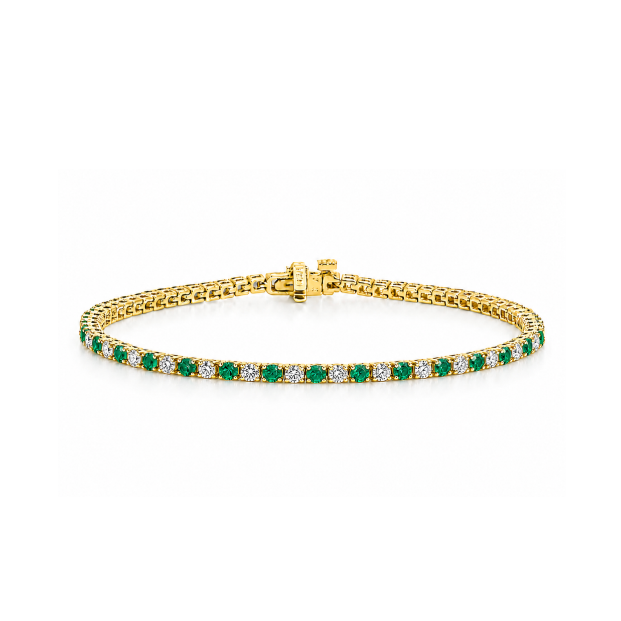 Alternating Emerald and Diamonds Tennis Bracelet