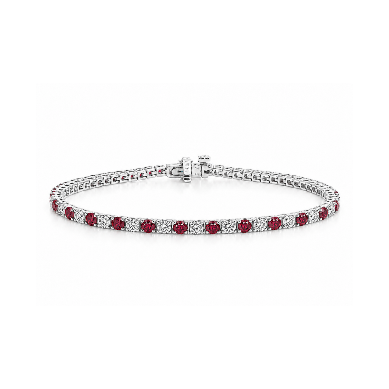 Alternating Ruby and Diamonds Tennis Bracelet