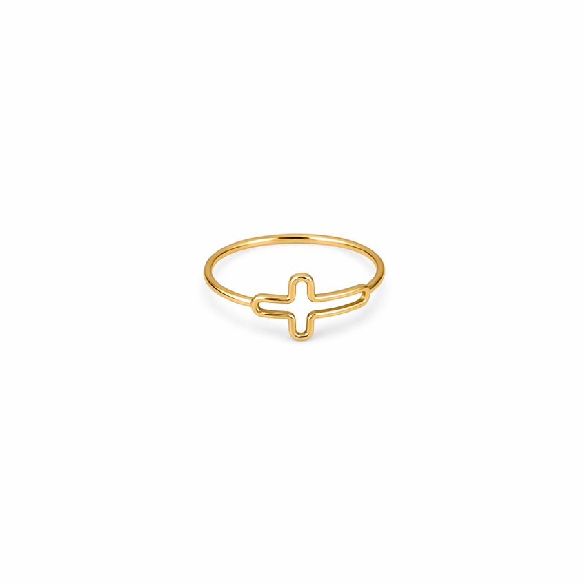 Cross Thin Gold Ring