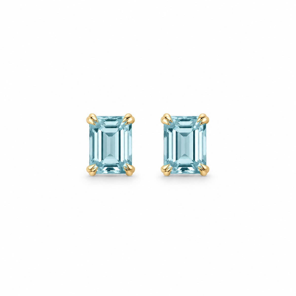 Emerald Aquamarine Solitaire Studs