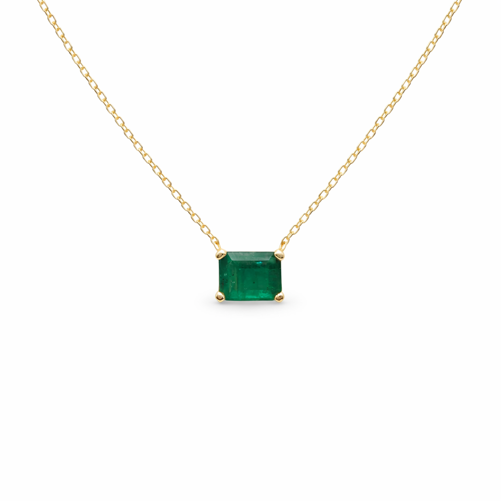 Small Gianna Solitaire Emerald Necklace