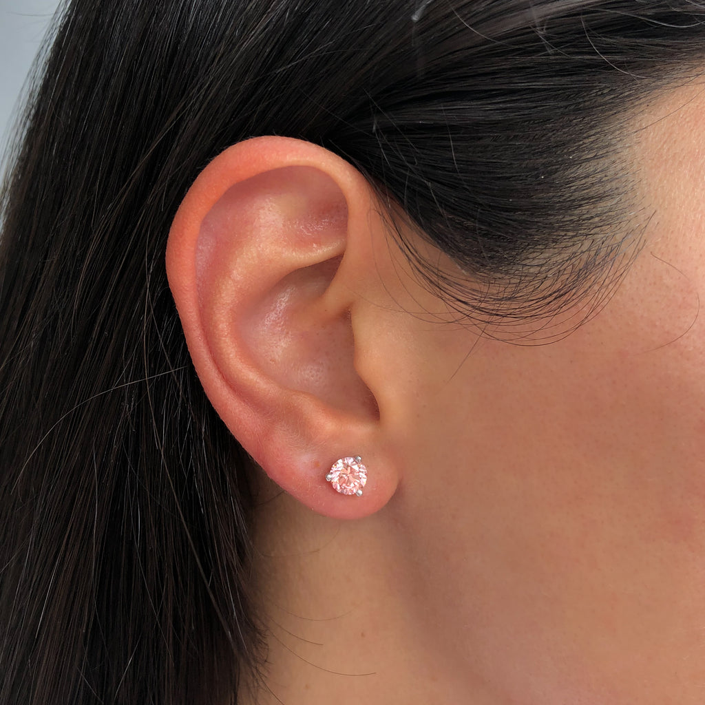 Round Pink Diamond Studs