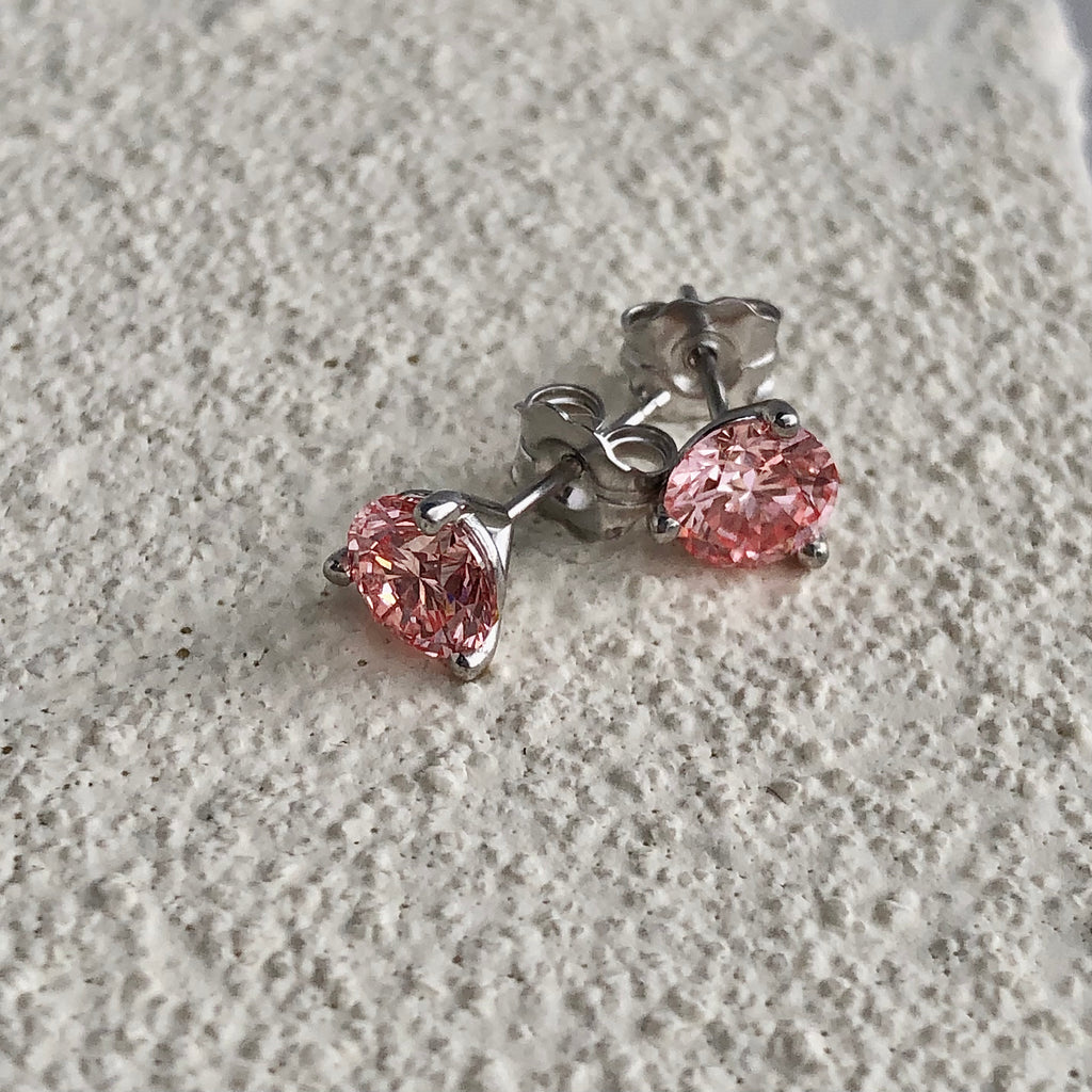 Round Pink Diamond Studs
