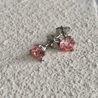Round Pink Diamond Studs
