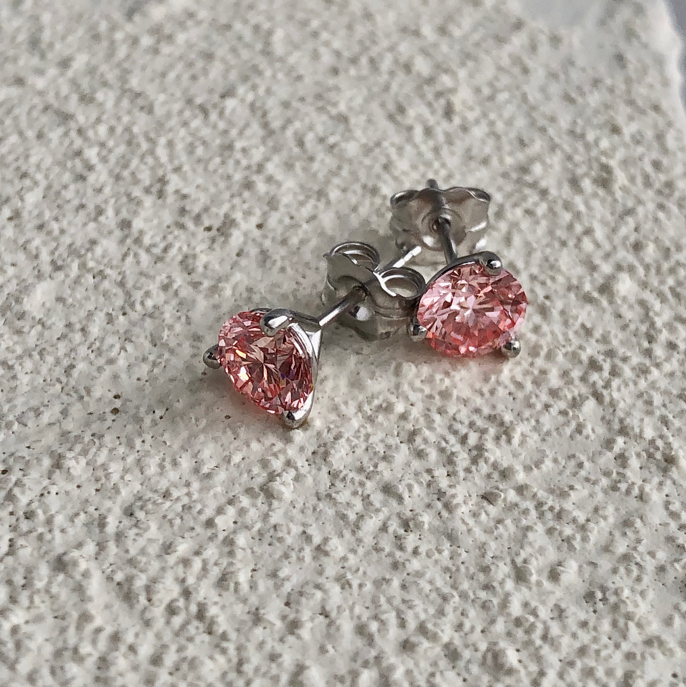 Round Pink Diamond Studs