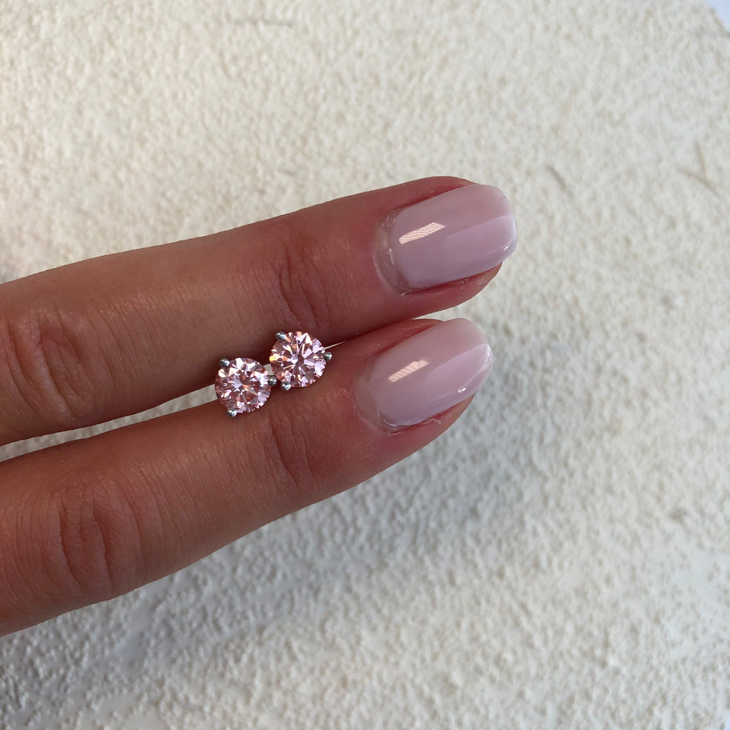Round Pink Diamond Studs