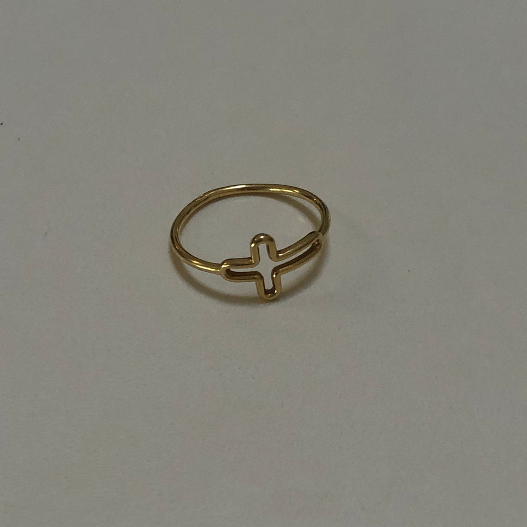 Cross Thin Gold Ring