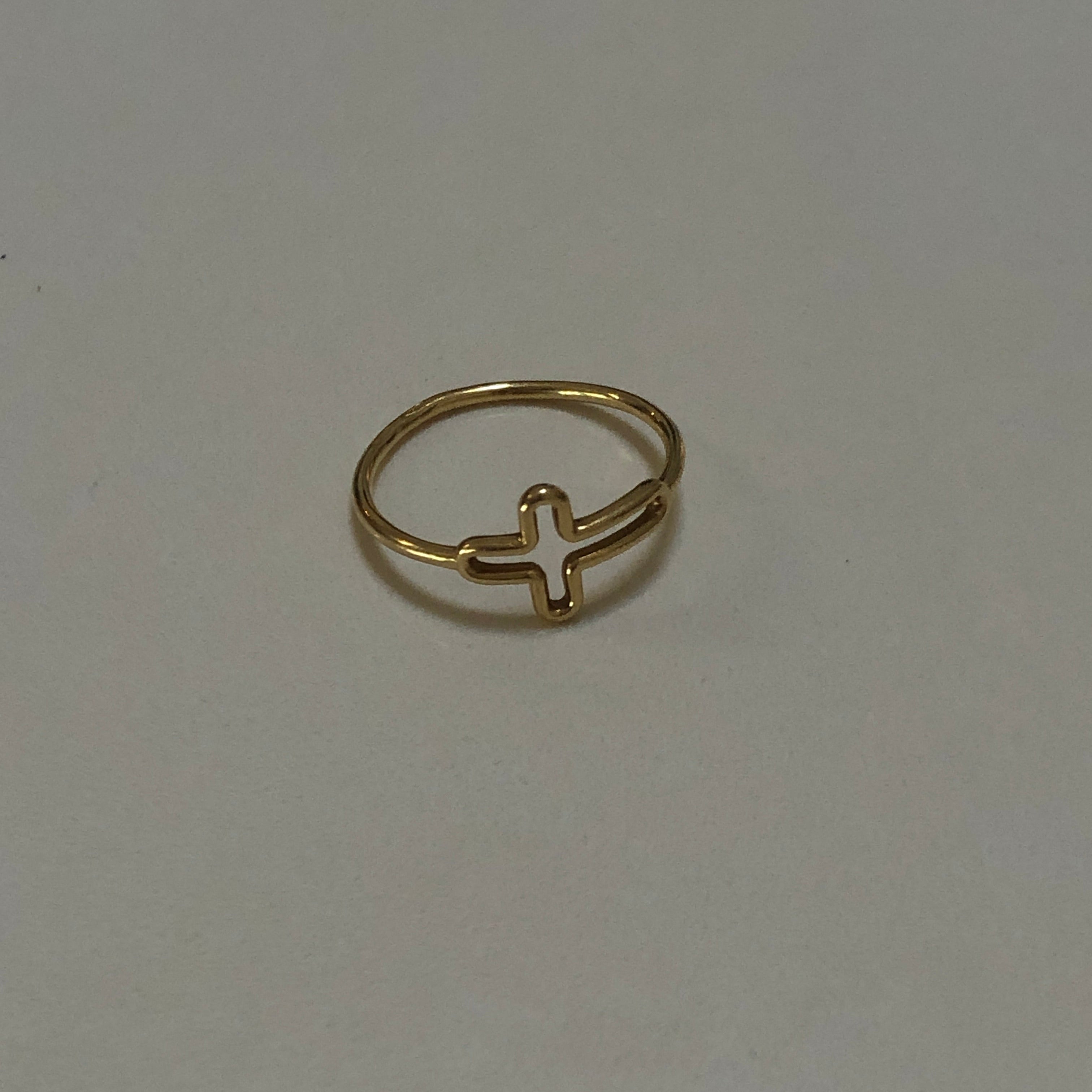 Cross Thin Gold Ring