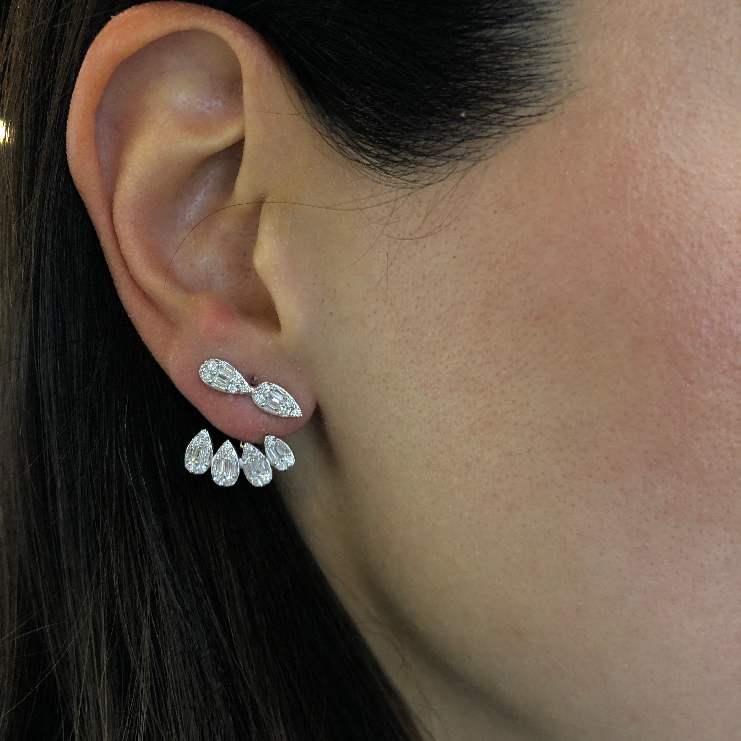 Aqua Diamond Jacket Earring