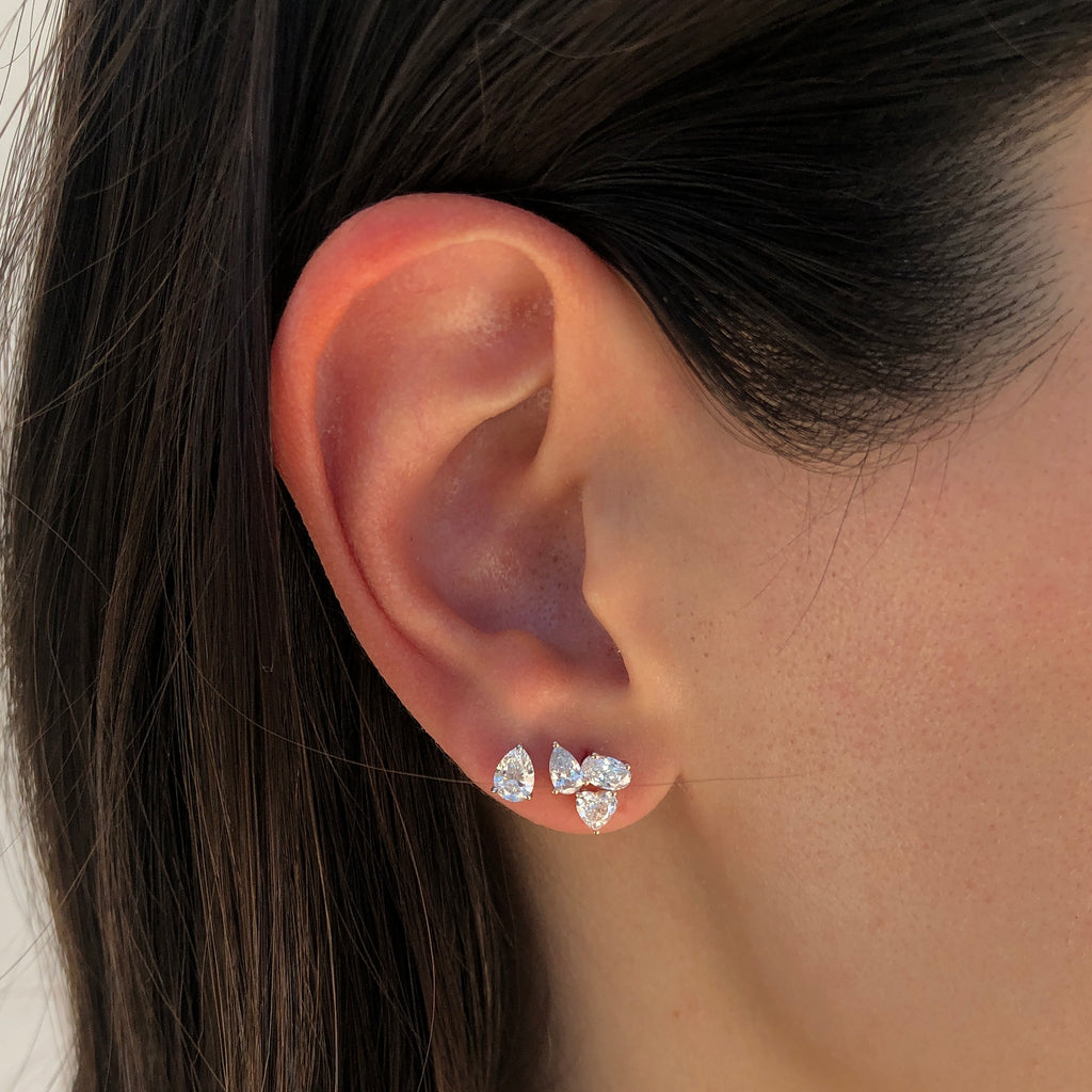 Verona Three Stone Diamond Stud