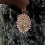 Oval Faith Diamond and Gemstones Pendant