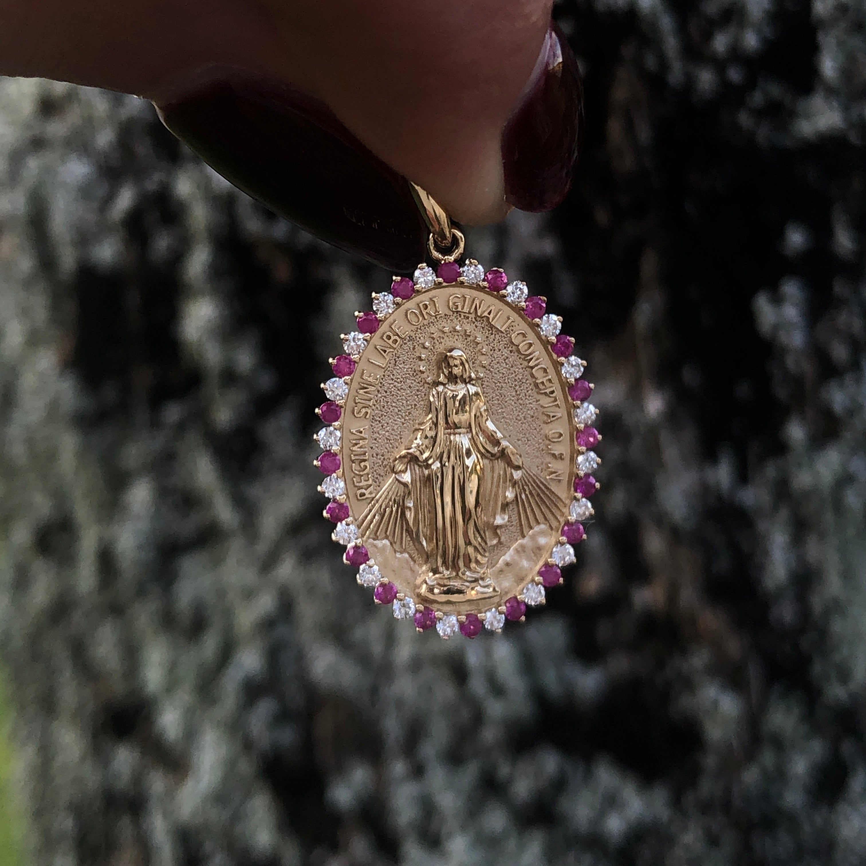 Oval Faith Diamond and Gemstones Pendant