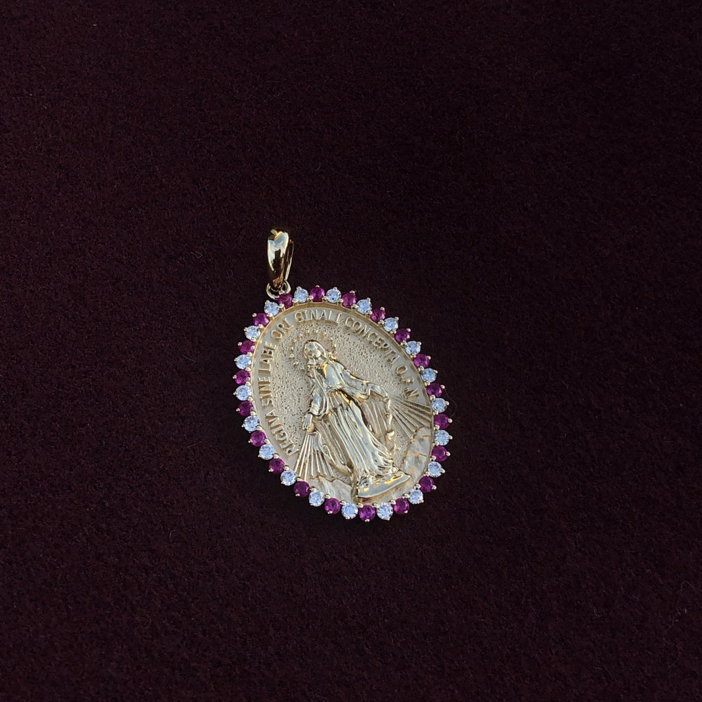 Oval Faith Diamond and Gemstones Pendant