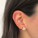 Drop Mini Trio Gemstone and Diamond Earring