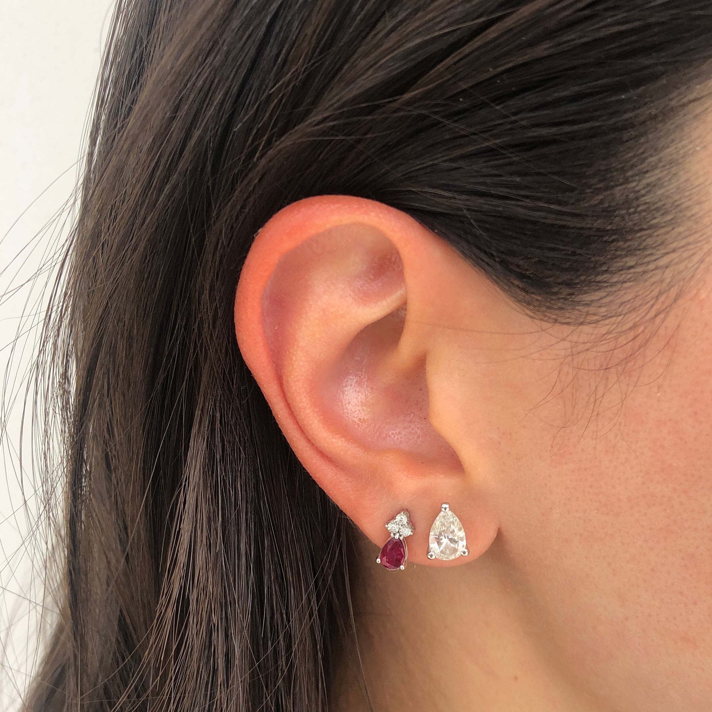 Drop Mini Trio Gemstone and Diamond Earring