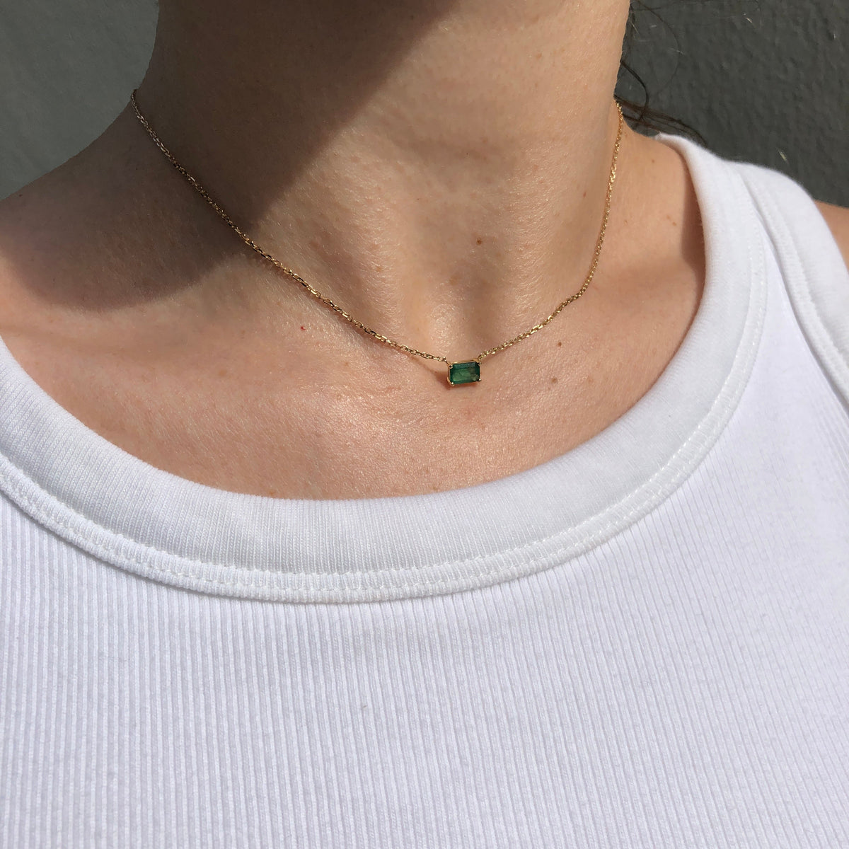 Small Gianna Solitaire Emerald Necklace