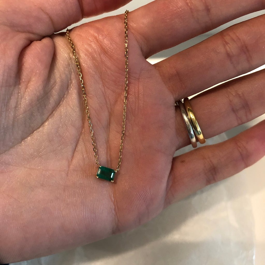 Small Gianna Solitaire Emerald Necklace