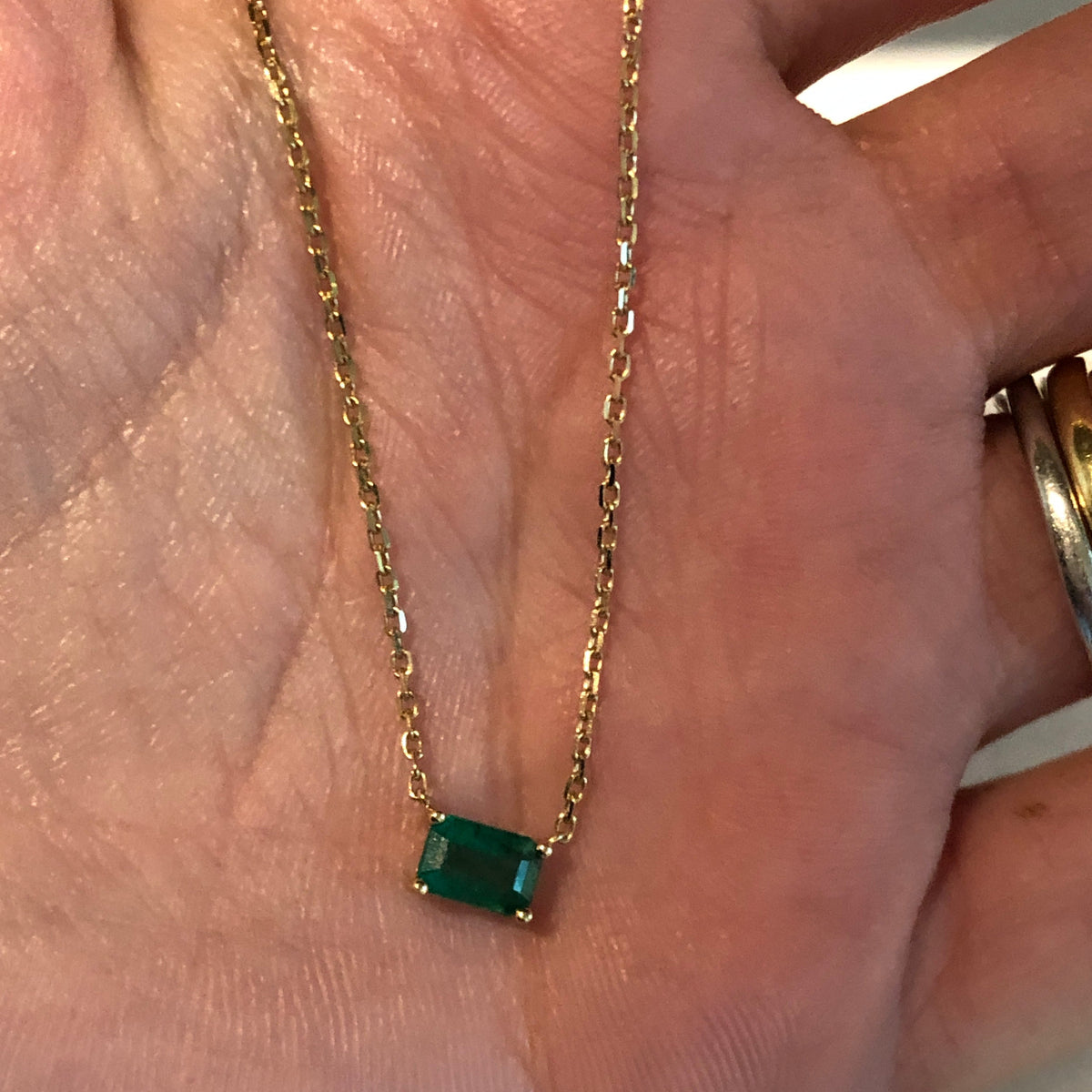 Small Gianna Solitaire Emerald Necklace