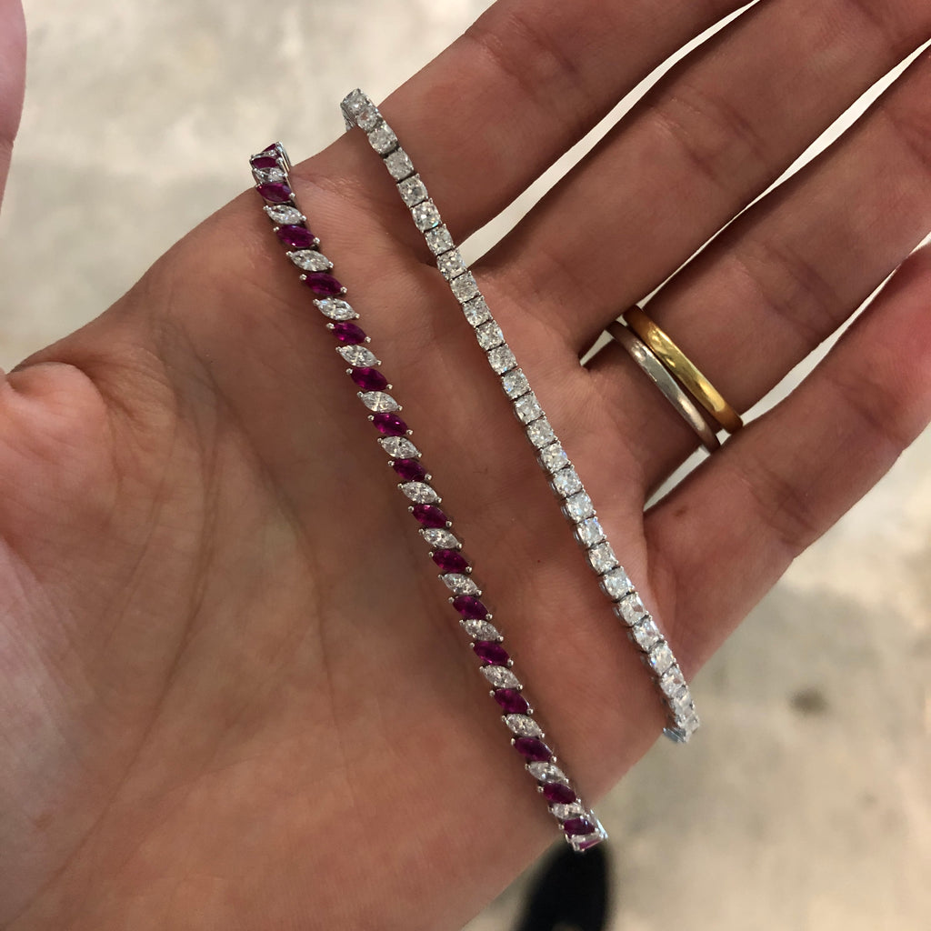 Roman Duo Gemstone and Diamond Tennis Bracelet