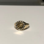 Coin Gemstone and Diamond Signet Ring