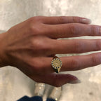 Coin Gemstone and Diamond Signet Ring