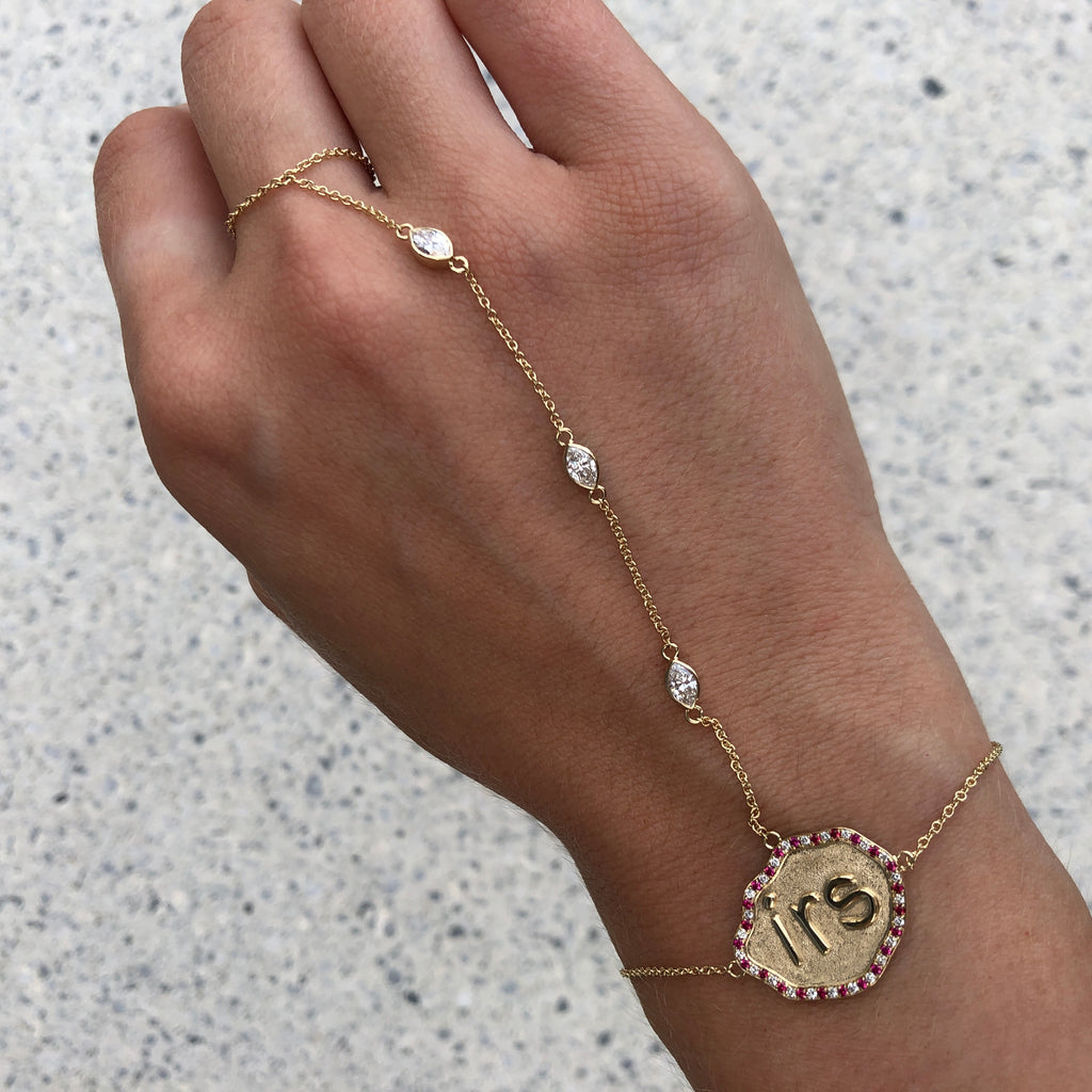 Montana Irregular Gemstone and Diamonds Hand Chain