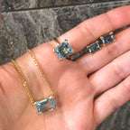 Emerald Aquamarine Solitaire Studs