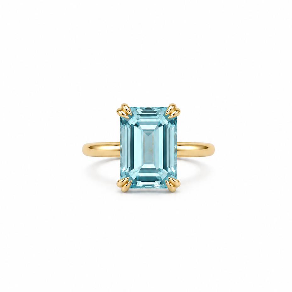 Jumbo Aquamarine Gold Solitaire Ring