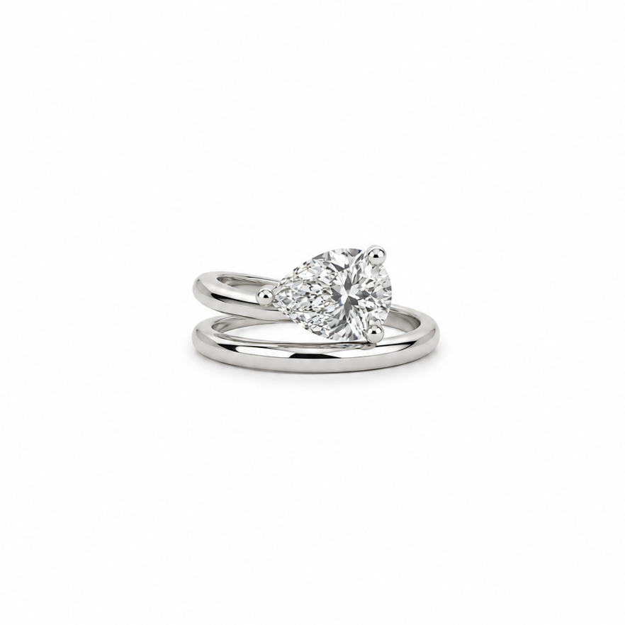 Maine Pear Diamond Ring