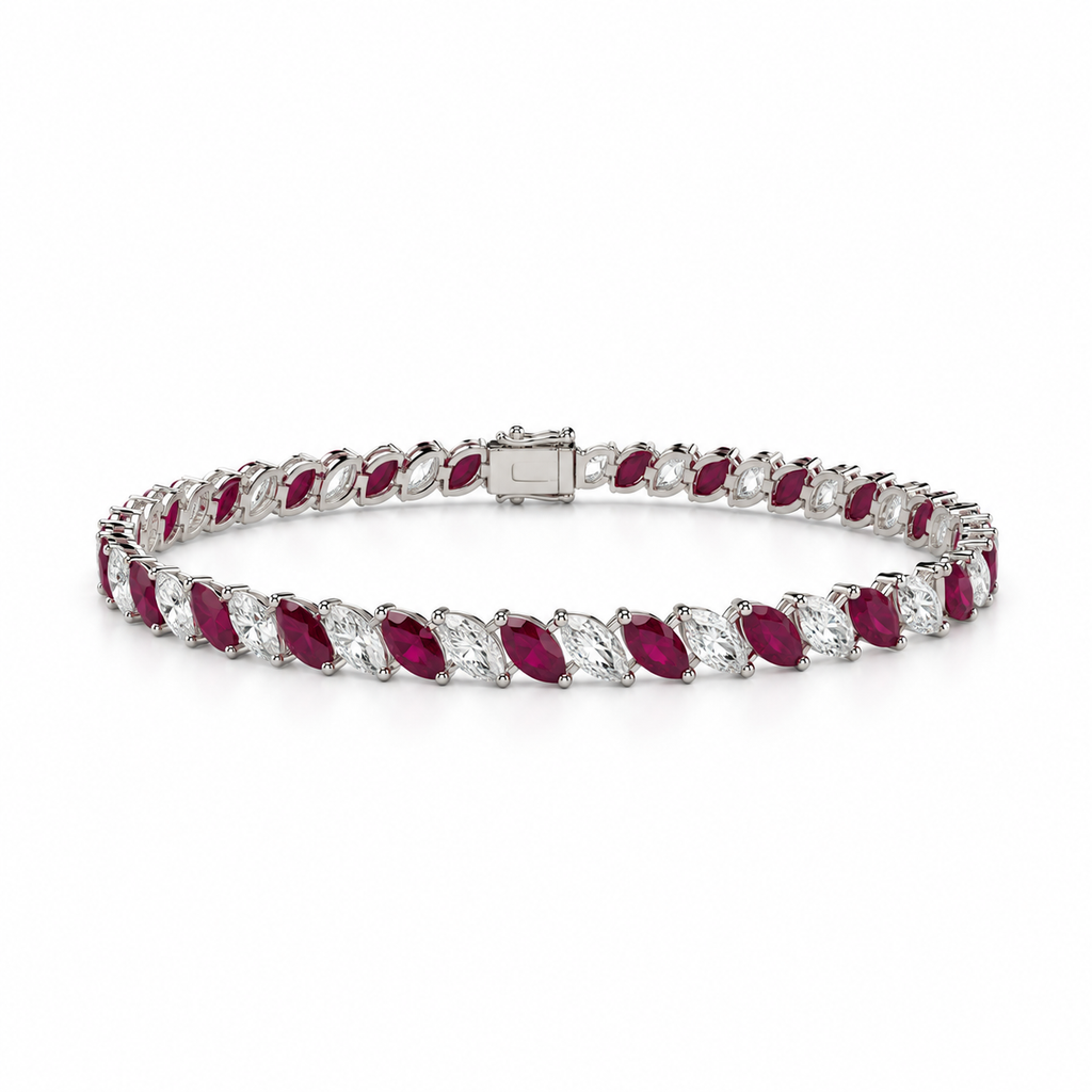 Roman Duo Gemstone and Diamond Tennis Bracelet