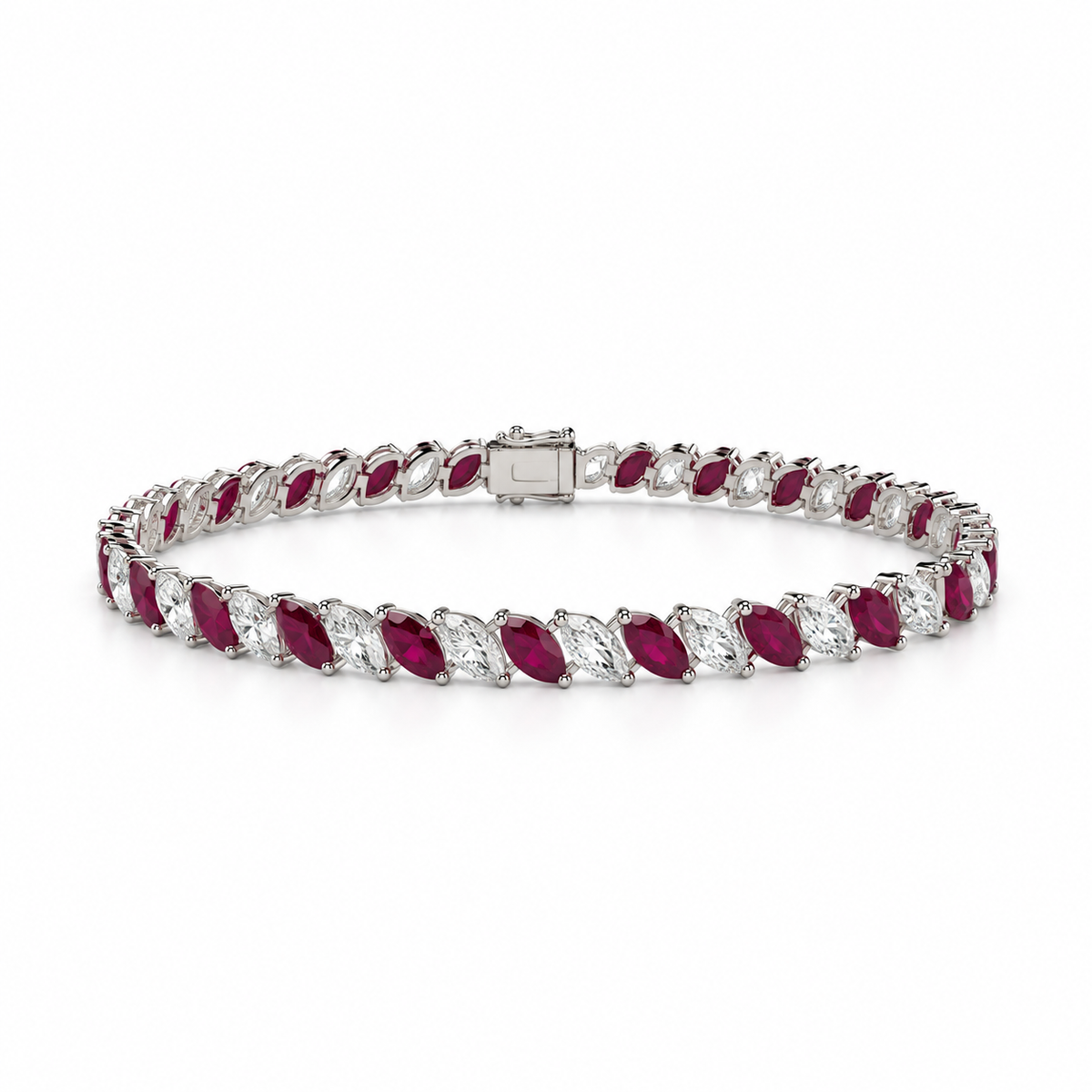 Roman Duo Gemstone and Diamond Tennis Bracelet