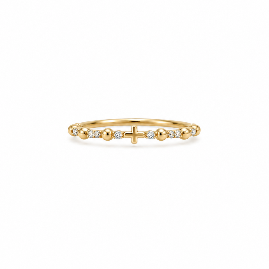 Rosary Gold and Diamonds Ring