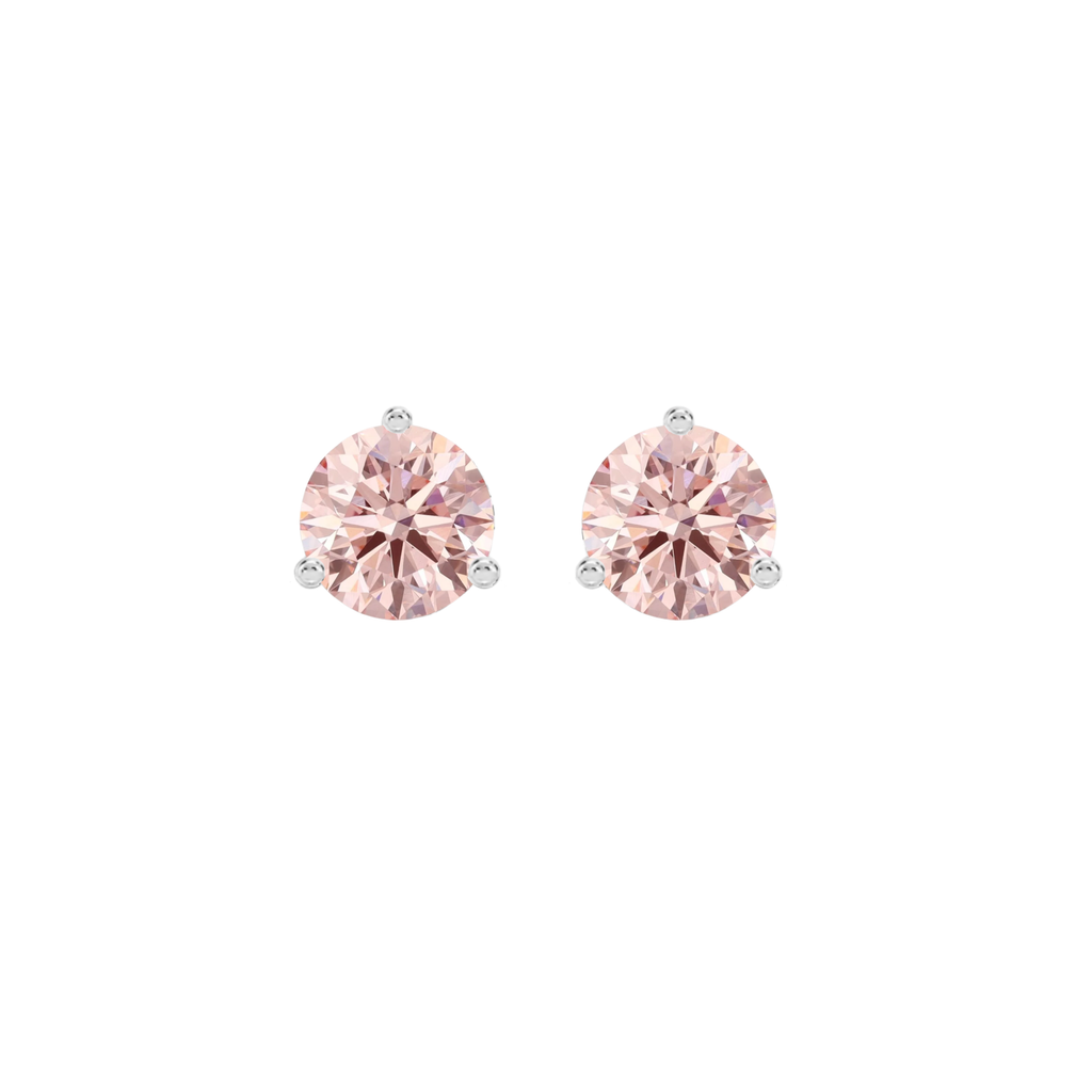Round Pink Diamond Studs