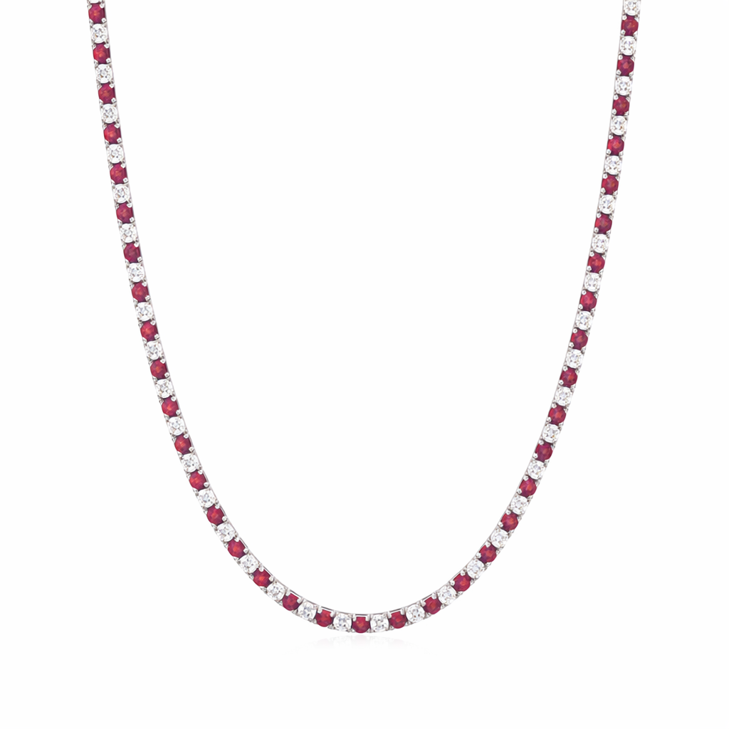 Ruby Diamond Tennis Necklace