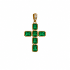 Small Gemstone Signature Basilica Cross Pendant