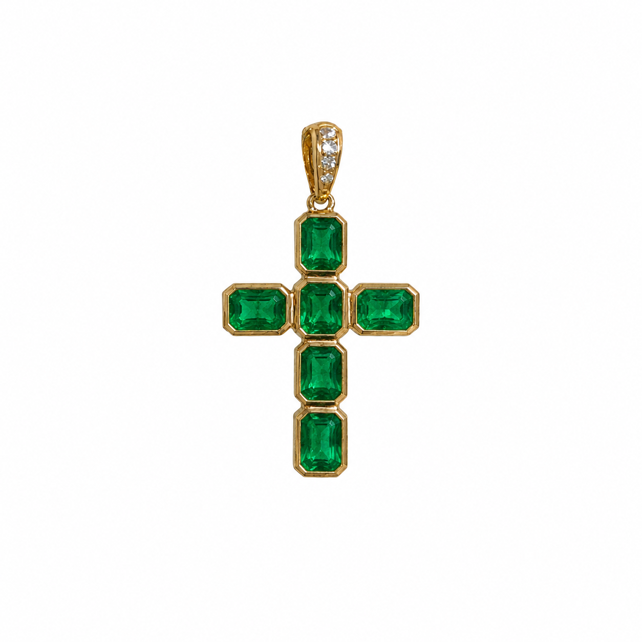 Small Gemstone Signature Basilica Cross Pendant