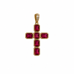 Small Gemstone Signature Basilica Cross Pendant
