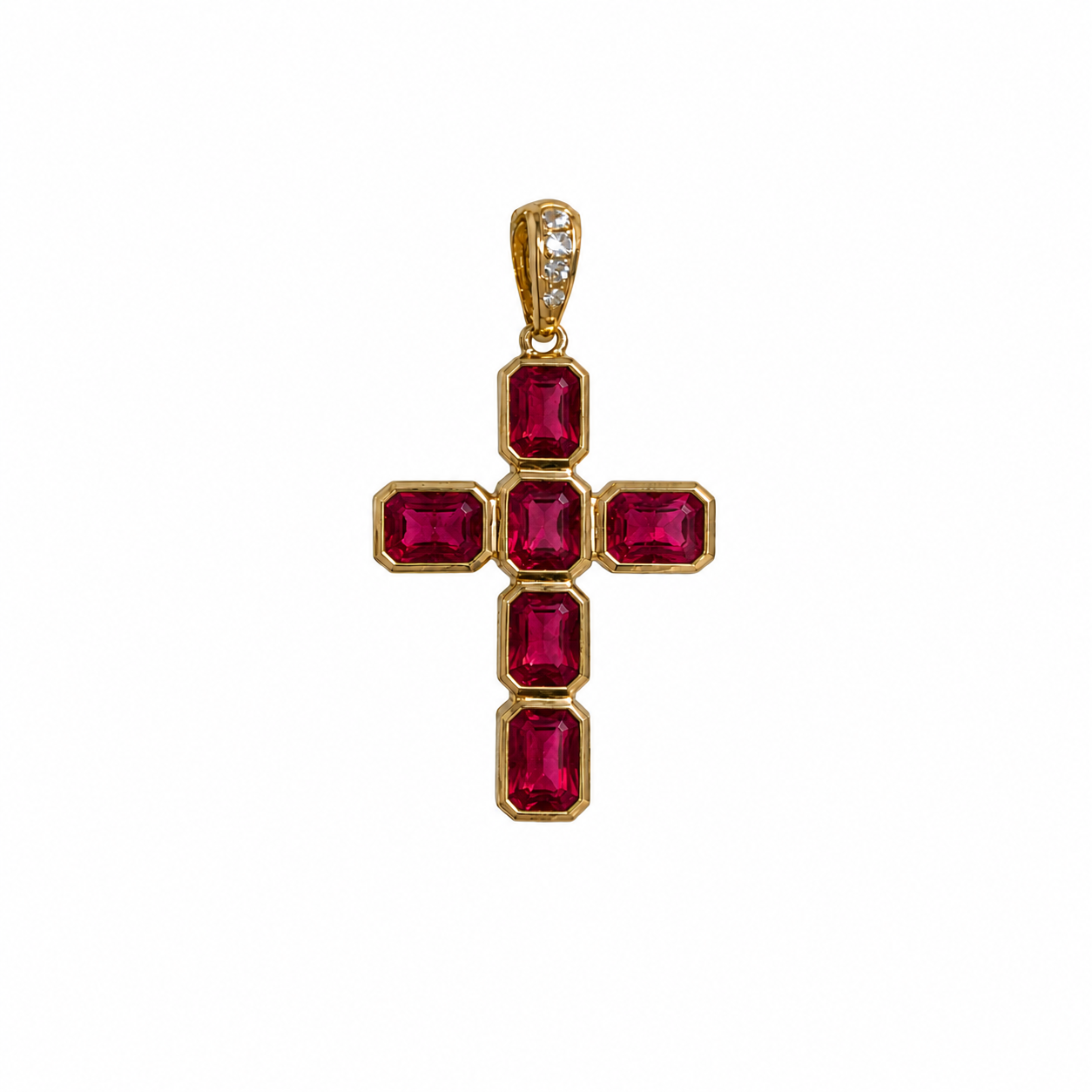 Small Gemstone Signature Basilica Cross Pendant