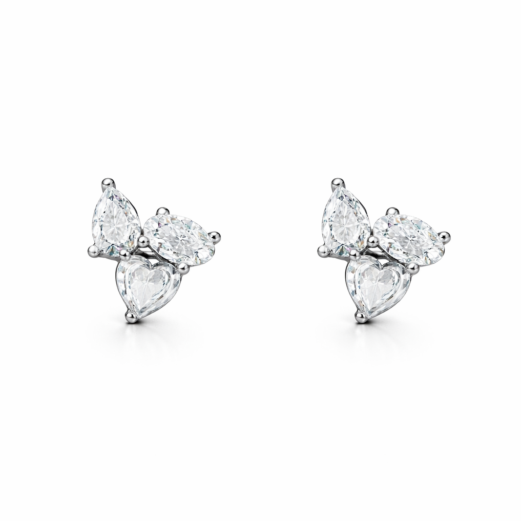 Verona Three Stone Diamond Stud