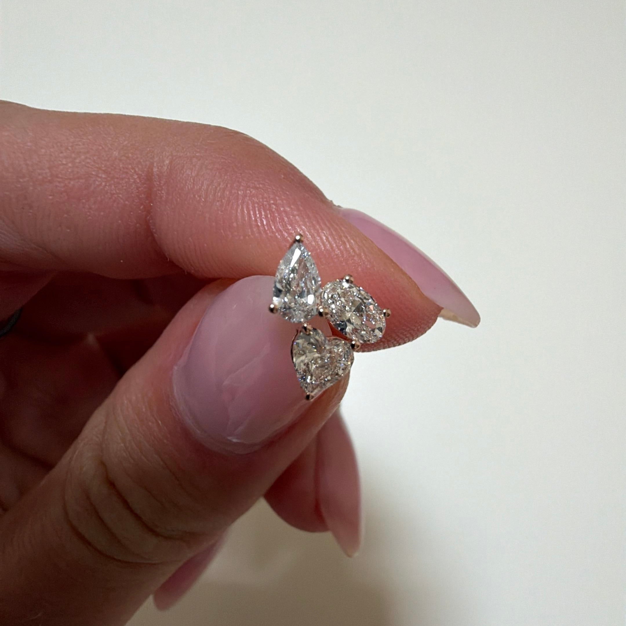 Verona Three Stone Diamond Stud